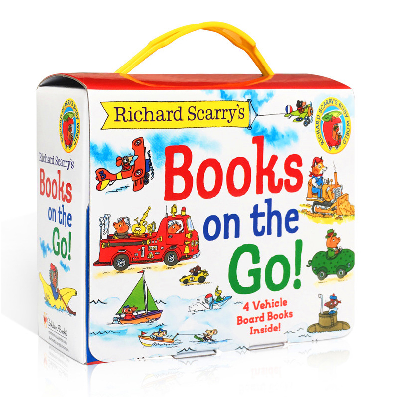 走进奇妙的交通工具世界 Richard Scarrys Books on the Go 礼盒装4册 英文原版绘本名家斯凯瑞 卡车汽车飞机轮船英文纸板书