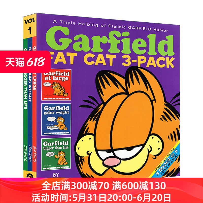 Garfield Fat Cat 3-Pack #1 加菲猫漫画 3本套装 1进口原版英文书籍 书籍/杂志/报纸 漫画类原版书 原图主图