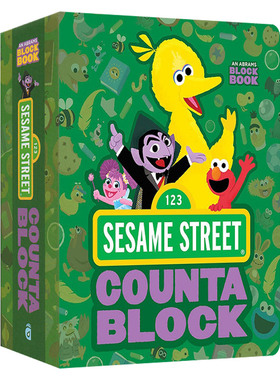 英文原版绘本 Sesame Street Countablock An Abrams Block Book 芝麻街计数书 受欢迎儿童电视节目主题数数启蒙翻翻纸板绘本3-6岁