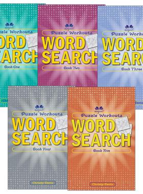英文原版 Puzzle Workouts 益智训练 单词搜索 5册 隐藏线索 谜题游戏活动书 英文版 进口英语原版书籍