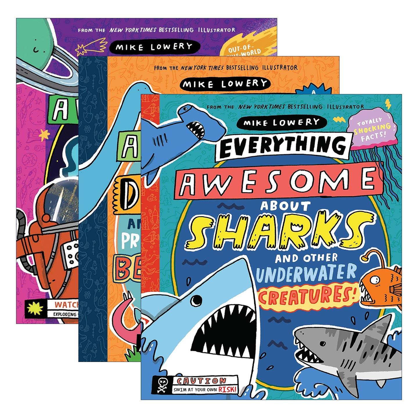 英文原版 Everything Awesome About 学乐百科全书系列3册 恐龙和其他史前动物 太空和其他银河事实 精装 英文版 进口英语原版书籍