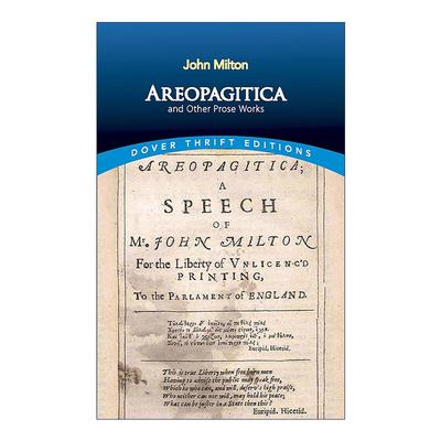 英文原版 Areopagitica and Other Prose Works 论出版自由 及其他散文集 约翰·弥尔顿 Dover Thrift Editions 进口英语原版书籍