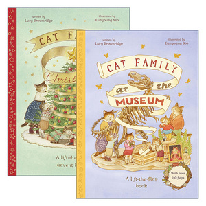 英文原版 Cat Family 猫猫家族2册 翻翻书 儿童精装绘本 博物馆游记/圣诞节假期 英文版 进口英语原版书籍