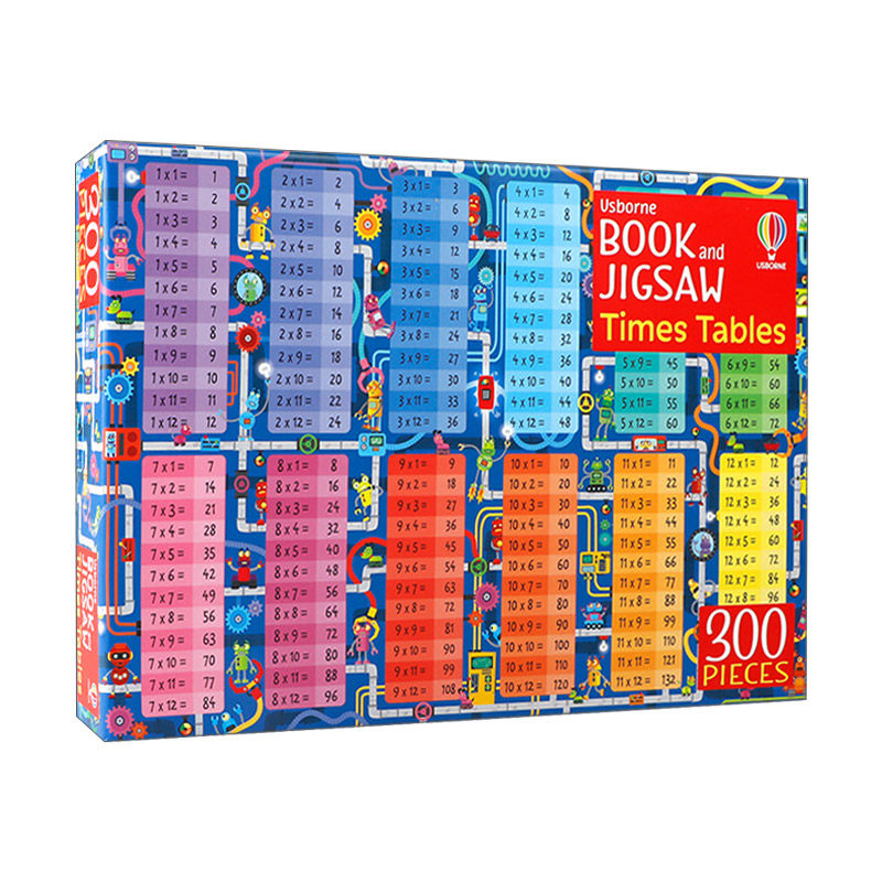 英文原版 Usborne Book and Jigsaw Times Tables 尤斯伯恩儿童益智游戏 乘法表 300片拼图+绘本 英文版 进口英语原版书籍