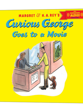 英文原版 Curious George Goes to a Movie with downloadable audio 好奇猴乔治去电影院 音频可下载 英文版 进口英语原版书籍