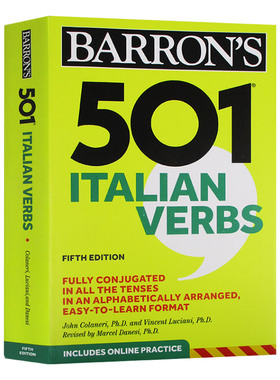 巴朗501个意大利语动词  501 Italian Verbs 英文版意大利语工具书 英语意大利语双语字词典 意大利语词汇 英文原版书 Barrons