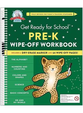 英文原版 Get Ready for Schoo Pre-K Wipe-Off Workbook 入学准备 学前早教可擦除练习册 英文版 进口英语原版书籍