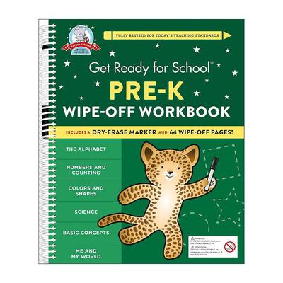 英文原版 Get Ready for Schoo Pre-K Wipe-Off Workbook 入学准备 学前早教可擦除练习册 英文版 进口英语原版书籍