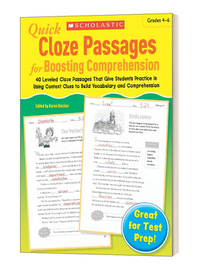 英文原版 Quick Cloze Passages For Boosting Comprehension 促进理解的快速完形填空段落 英文版 进口英语原版书籍