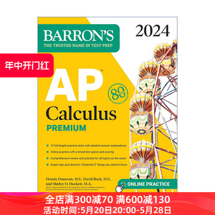 英文原版 AP Calculus Premium 2024 12 Practice Tests+Comprehensive Review+Online Practice 巴朗AP 微积分高级课程