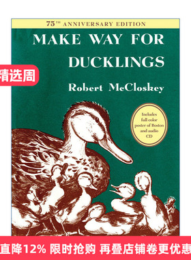 英文原版绘本 Make Way for Ducklings 让路给小鸭子 75周年纪念精装收藏版 凯迪克金奖 Robert McCloskey 英文版 进口英语原版书