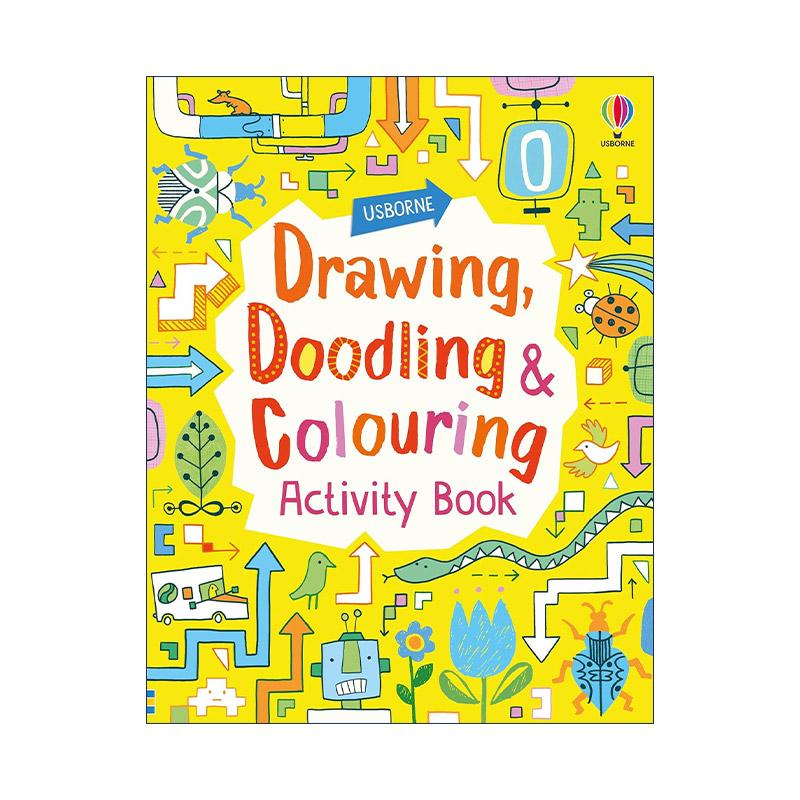 英文原版 Drawing Doodling and Colouring Activity Book 绘画 涂鸦和涂色活动手册 低幼儿童早教趣味益智游戏 进口英语原版书籍