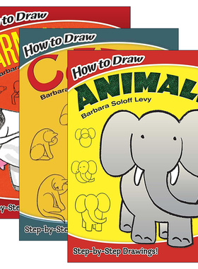 英文原版 How to Draw - Barbara Soloff Levy 如何画动物系列3册 儿童卡通绘画技巧指南 Barbara Soloff Levy 英文版 进口书籍