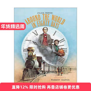 英文原版 Around the World in Eighty Days 罗伯特·英潘名著插画系列 八十天环游地球 精装 英文版 进口英语原版书籍