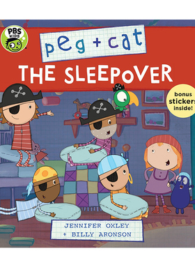 Peg + Cat: The Sleepover佩格与小猫数学绘本附贴纸3进口原版英文书籍
