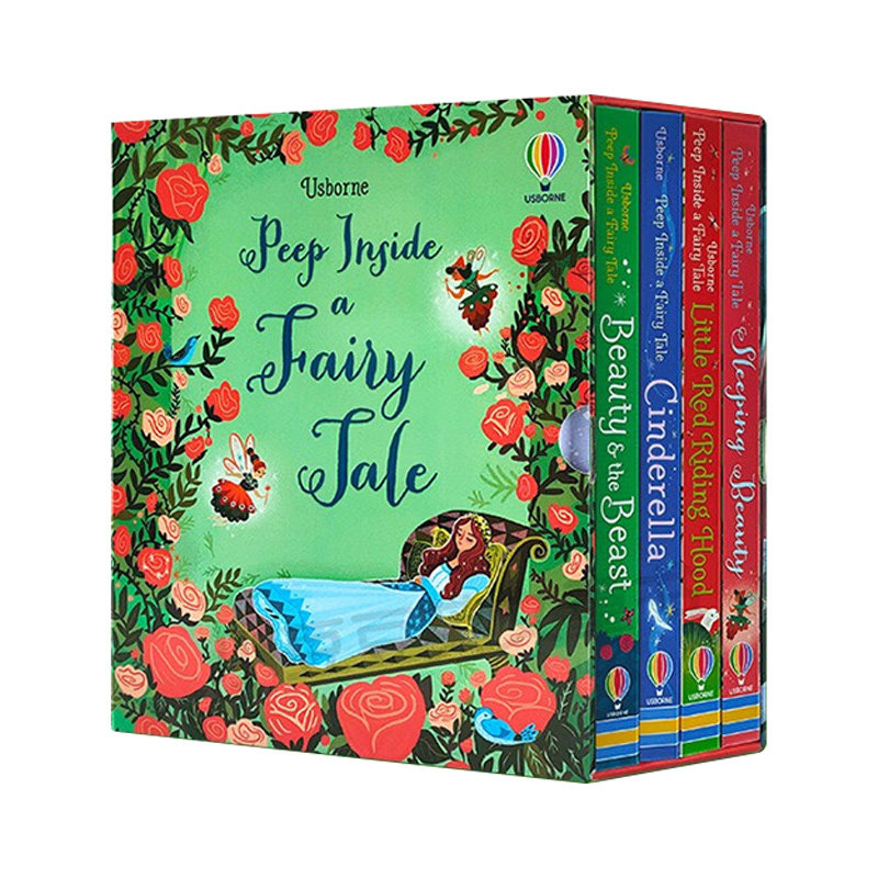 英文原版 Peep Inside a Fairy Tale Boxed set 偷偷看里面童话故事4册盒装 睡美人 小红帽 美女与野兽 灰姑娘 纸板翻翻书 英文版