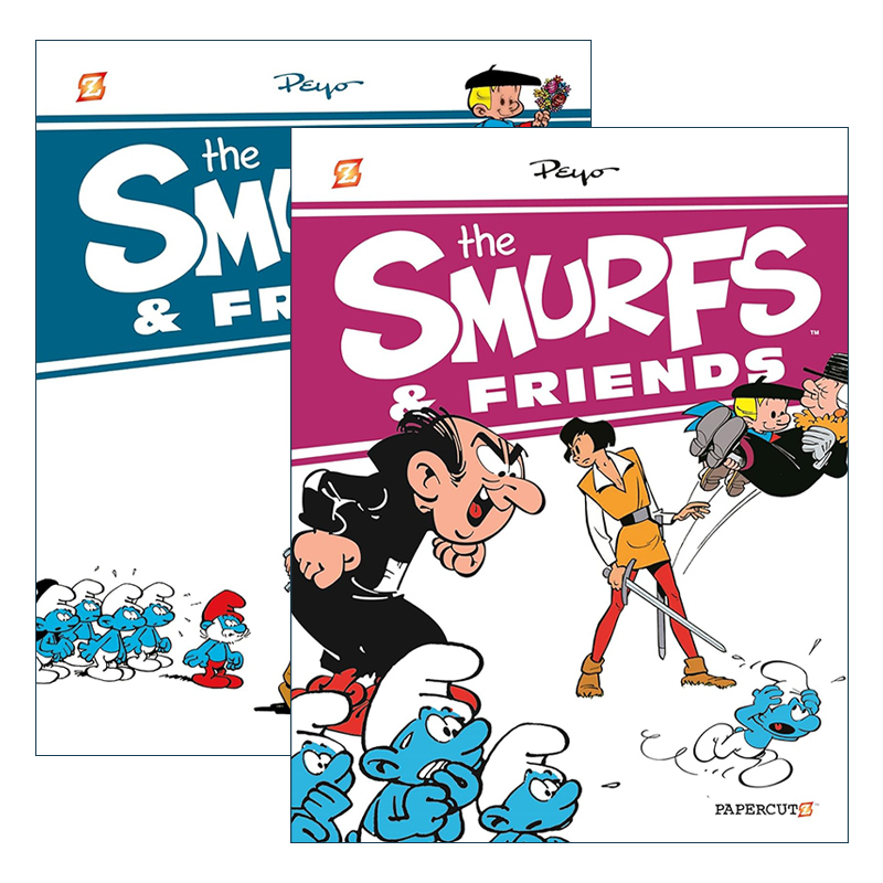 英文原版 The Smurfs & Friends 蓝精灵和朋友们 精装合辑 2册 漫画绘本图画书 全彩冒险故事书 英文版 进口英语原版书籍