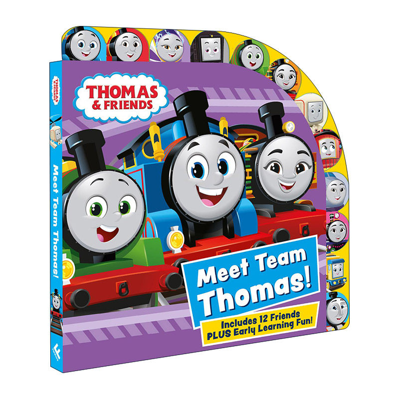 英文原版 Thomas & Friends Meet Team Thomas 托马斯小火车 认识托马斯和他的朋友们 儿童标签纸板书 英文版 进口英语原版书籍