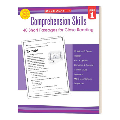 英文原版 Comprehension Skills 40 Short Passages for Close Reading Grade1 学乐阅读理解技巧1年级 英文版 进口英语原版书籍