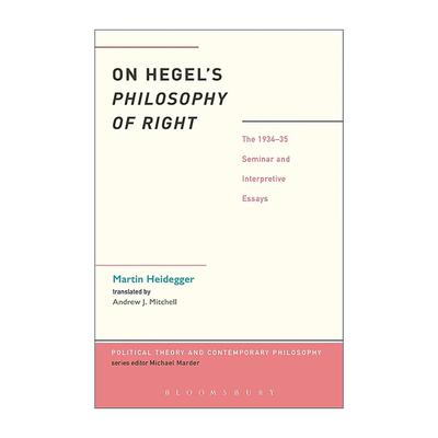 英文原版 On Hegel's Philosophy of Right 论黑格尔的法哲学 海德格尔讲座论文集 英文版 进口英语原版书籍