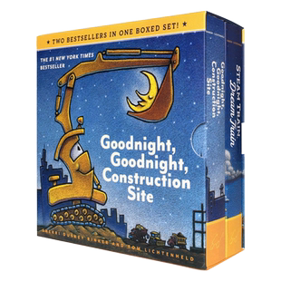 晚安 工地上的车 2册套装 Goodnight Goodnight Construction Site and Steam Train 英文原版绘本 英文版进口儿童英语启蒙纸板书