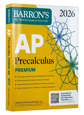 英文原版 AP Precalculus Premium 2026 巴朗AP 初级微积分高级版 3套题+综合复习+在线练习 英文版 进口英语原版书籍