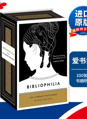 英文原版 Bibliophilia 100 Literary Postcards 爱书狂人 100张文学书摘明信片 英文版 进口英语原版书籍