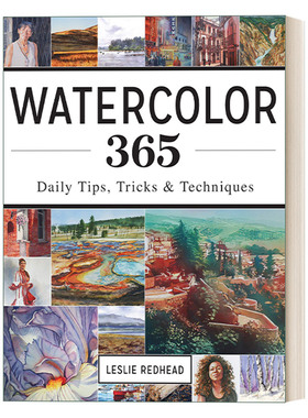 Watercolor 365 365个水彩的诀窍 绘画技巧指南 Leslie Redhead进口原版英文书籍