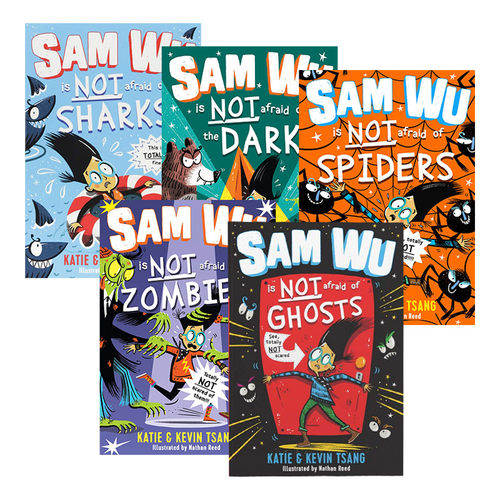 英文原版 山姆不是胆小鬼系列5册 Sam Wu Is NOT Afraid of 不怕鬼 不怕鲨鱼 不怕黑暗 不怕蜘蛛 不怕僵尸 进口儿童英语章节桥梁书