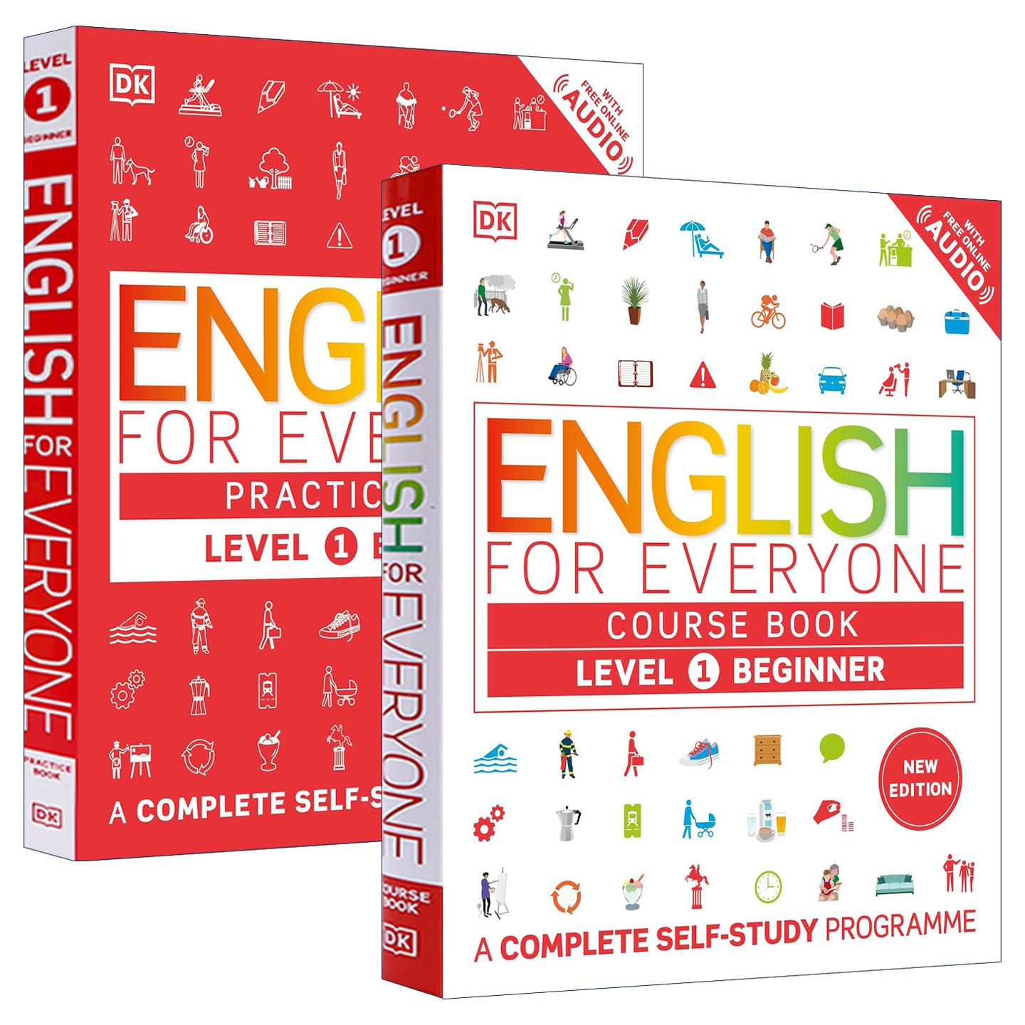 英文原版 English for Everyone Course Book Level 1 Beginner DK人人学英语1新版 入门级自学教材+练习册教辅 2册 附线上音频