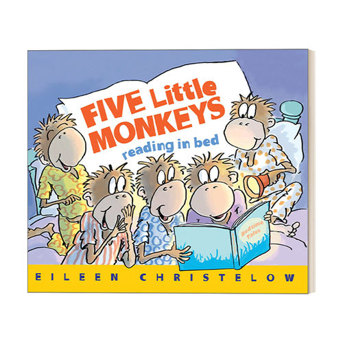 Five Little Monkeys Reading in Bed 五只小猴子在床上看书 廖彩杏书单进口原版英文书籍