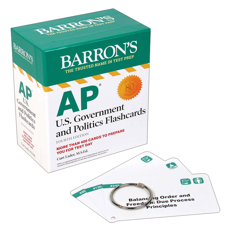 英文原版 AP U.S.Government and Politics Flashcards 巴朗AP美国政府与政治备考闪卡 第4版 带环扣 英文版 进口英语原版书籍