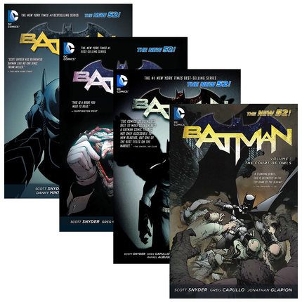 蝙蝠侠4本套装 Batman 英文原版书 新52蝙蝠侠系列漫画 猫头鹰之城 秘密之城 美国DC漫画 纽约时报畅销书 进口英语书籍 DC Comics
