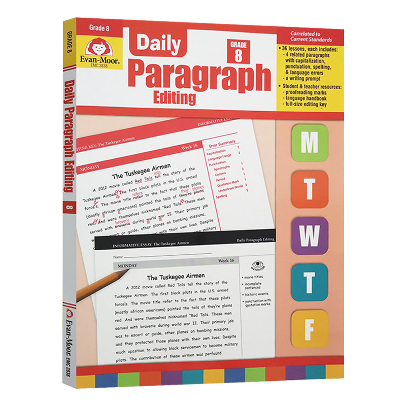 英文原版 Daily Paragraph Editing Grade 8 TE 每日练习系列 段落编辑 八年级 完整版 英文版美国加州教辅 进口英语原版书籍