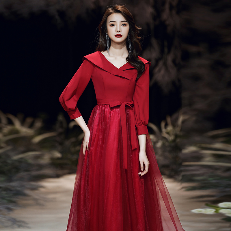 日常A字裙七分袖小个子结婚长裙