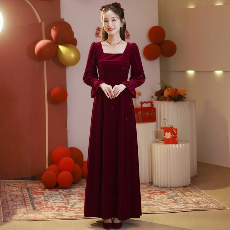 2025新款敬酒服新娘秋冬订婚礼服