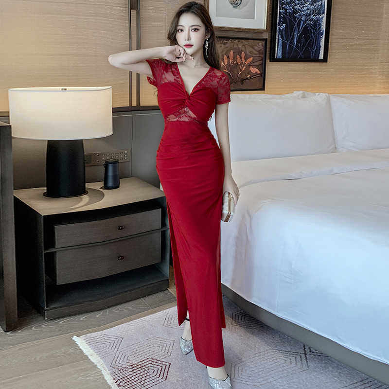 2025夜总会佳丽晚礼服性感镂空蕾丝拼接连衣裙足浴工作服鱼尾长裙,女装/女士精品,连衣裙,淘宝优惠券,粉丝福利购,淘宝优惠卷