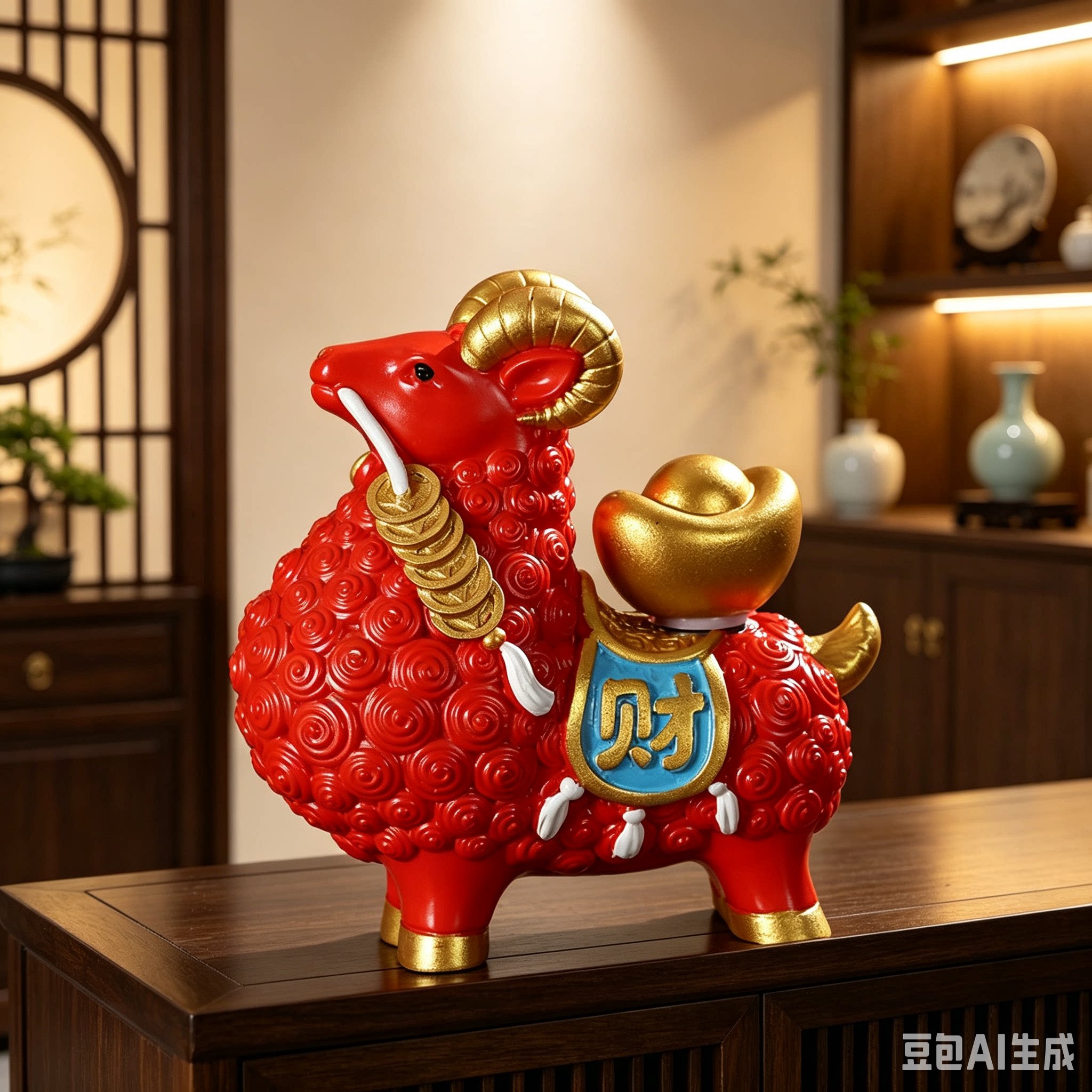 树脂招财摆件中式玄关客厅书房