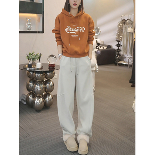 宽松连帽卫衣套装 两件套 女春秋休闲风运动撞色穿搭阔腿束脚弯刀裤