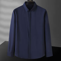 A large-sized white shirt, ice silk men's long-sleeved business formal wear with a slimming and oversized hidden button, thin, drape, no-iron short-sleeved shirt thumbnail 4