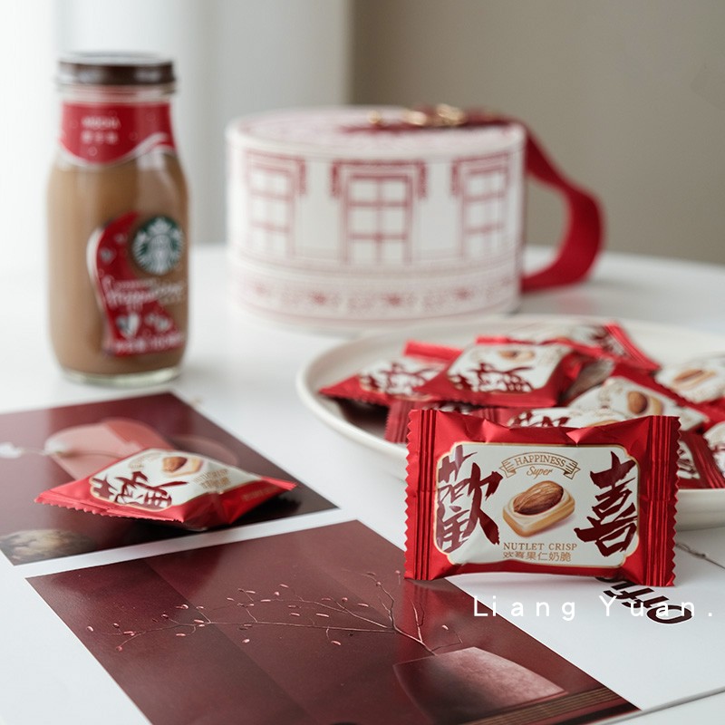 良缘结婚喜糖小牛顿欢喜果仁奶酥糖果巴旦木奶脆硬糖零食散装500g