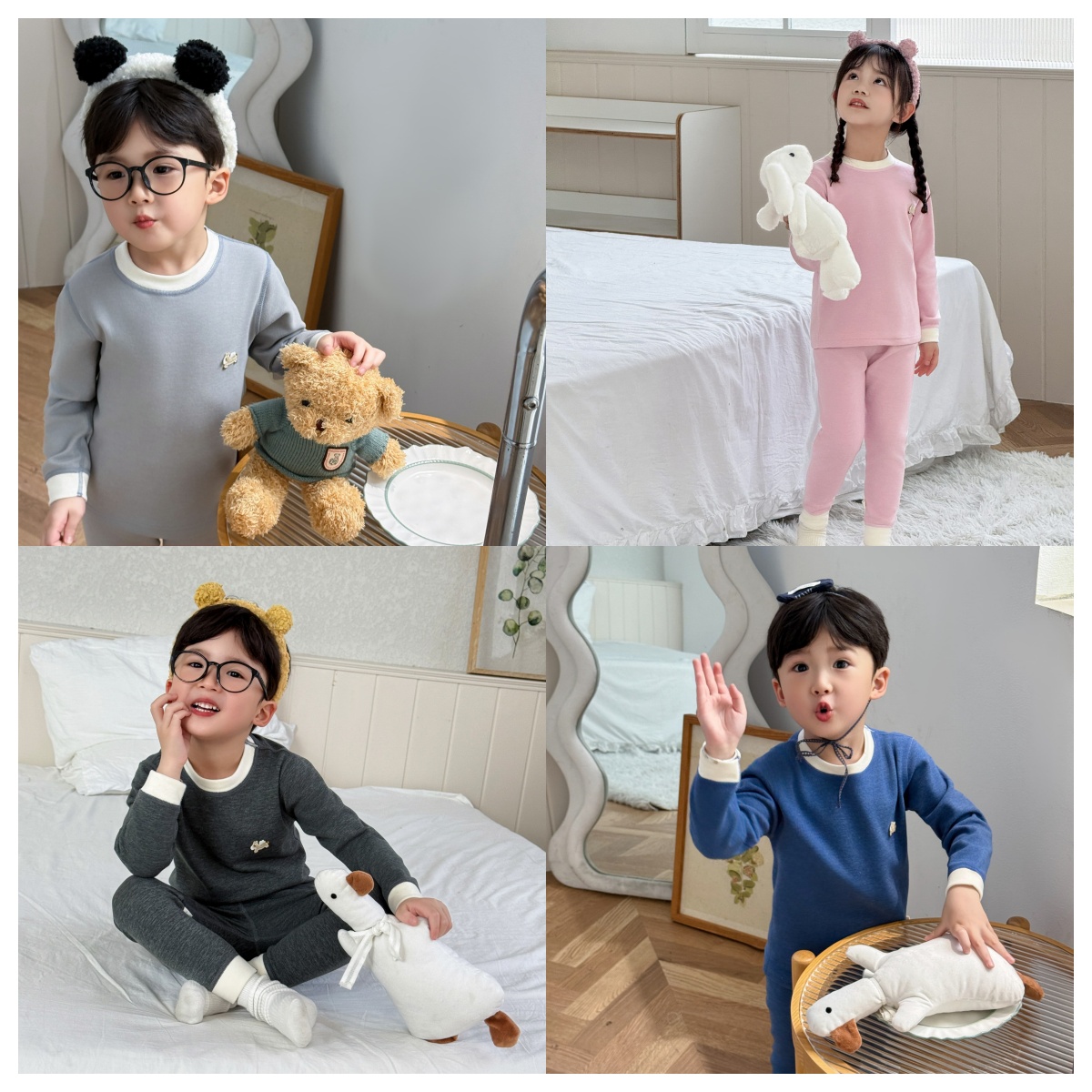 随机一套儿童羊毛桑蚕丝秋季家居服套装GKLR2502