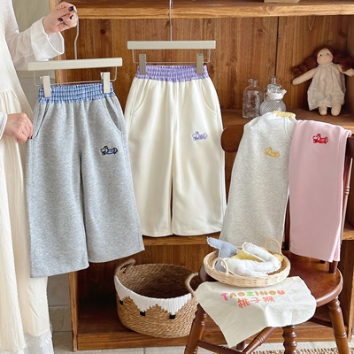 25年秋冬款女童拼格子绣小狗卫裤HQ25718【不加库存】