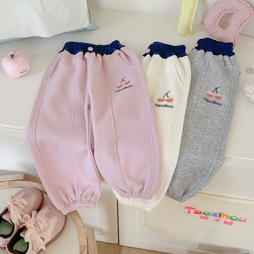 2025春款樱桃刺绣撞色卫裤HC2508