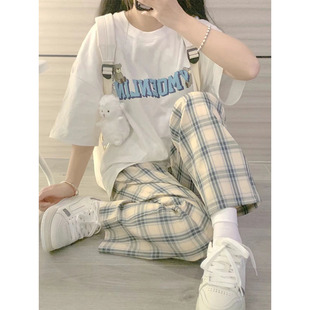初中高中学生宽松休闲短袖 2025新款 盐系两件套 少女夏装 运动服套装