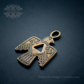 印第安印记复古怀旧黄铜大雷鸟钥匙扣挂件阿美咔叽雷鸟图腾吊坠