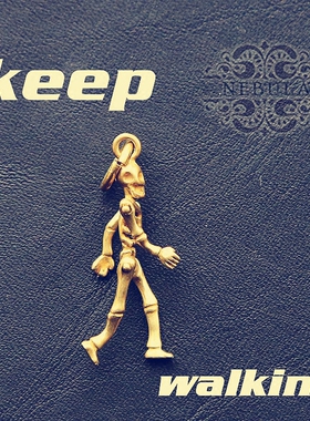 mini超萌精致黄铜做旧复古骷髅四肢活动钥匙挂件挂坠DIY项链吊坠