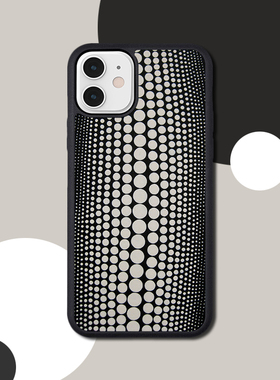 草间弥生iPhone XR苹果11Pro/8plus黑色渐变波点适配XS MAX手机壳17Pro Max新款16手机套15高级感14华为P80