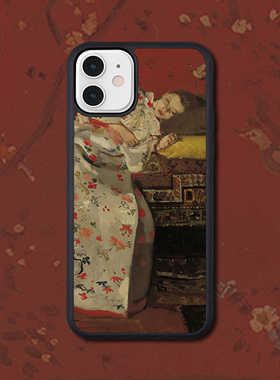 穿白色和服的女孩适配iPhone 11PRO MAX/13复古苹果XR油画手机壳17Pro艺术16美白和服15保护套