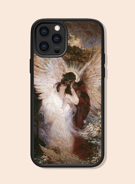 天使之吻复古油画适配iPhone15ProMAX/13/12/14恶魔少女苹果艺术华为Mate60Pro荣耀OPPO小米VIVO三星手
